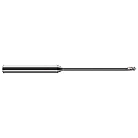 HARVEY TOOL Miniature End Mill - Ball - Long Reach, Stub Flute, 0.0310" (1/32), Shank Dia.: 1/8" 970731